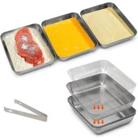 FELIXLEO Brotschale 3-teilig Panierschalen Set Edelstahl Rechteckig zum Panieren mit Clip, (1-tlg)