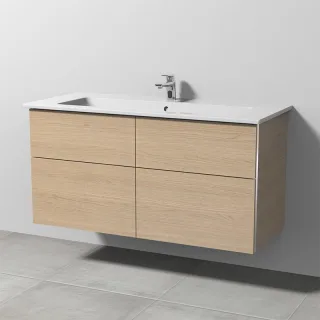 Sanipa 3way Keramik-Set Venticello Keramik-Waschtisch und Unterbau mit 4 Auszügen, Eiche-Nordic BR32748