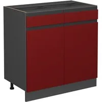 Vicco Unterschrank R-Line, Rot/Anthrazit, 80 cm J-Shape, ohne Arbeitsplatte (1-St)
