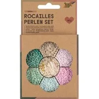 Folia Max Bringmann KG Bastelperlen folia Perlen Set Rocailles pastell 90g mit Nylonfaden und Verschlüsse