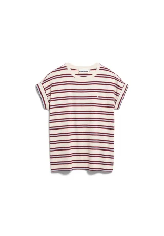 Armedangels - IDAARA STRIPE T-SHIRT undyed-velvet red-soft blue - Gr. - M