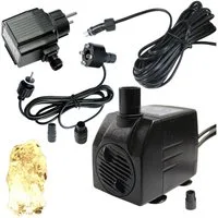 Arnusa Springbrunnenpumpe mit LED Quellsteinbeleuchtung Wasserpumpe Bachlaufpumpe 12V, Pumpe für Wasserspiele