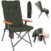 HOMECALL Campingstuhl Faltbar Hochlehner Luxus Klappstuhl mit 4,5cm Dicke Gepolstert (150kg Belastbar mit 4 Positionen Verstellbar Angelstuhl, 1 St), für Garten Balkon Wohnmobil