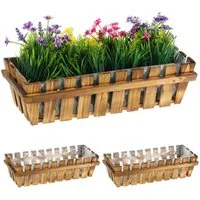 relaxdays Blumenkasten Holzzaun 3er Set
