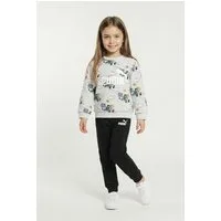 PUMA Trainingsanzug MINICATS SUPER AOP CREW SET FL INF, mit Kapuze, Langarm-Oberteil, aus Fleece, Regular Fit