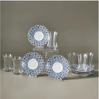 Karaca Teeservice Emirgan 12-teiliges Türkisches Teeset aus Bone China für 6 Personen