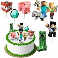 Festivalartikel Tortenstecker Minecraft Topper Set 6 Stk Geburstag Torten Deko Kuchen Junge