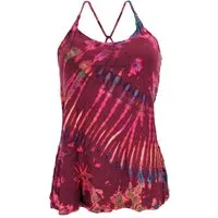 Guru-Shop T-Shirt Batik Hippie Top - rot Festival, Ethno Style, Hippie, alternative Bekleidung