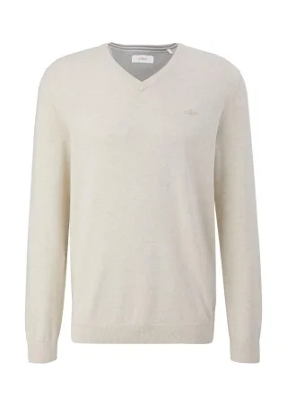 s.Oliver Red Label - Strickpullover mit Logostickerei weiß - Gr. - L