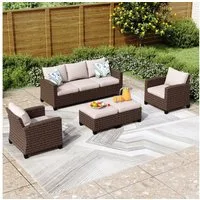 PHI VILLA Gartenlounge-Set, (Gartenmöbel Set Balkonmöbel, Rattan Lounge Möbel Outdoor Gartenlounge Set)