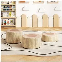 COSTWAY Kindersitzgruppe, (3-tlg), Baumstumpf-Hocker-Set, Kinder Bodenkissen
