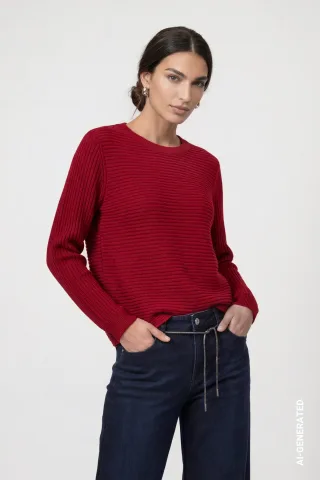 monari - Basic Strickpullover red dahlia - Gr. - 36
