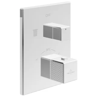Villeroy und Boch Mettlach Fertigmontageset TVS12600300061 Unterputz-Thermostat mit Zweiwege-Mengenregulierung, chrom