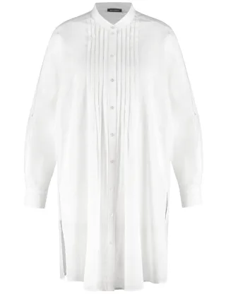 SAMOON - Longbluse aus leichtem Baumwoll-Voile beige/weiß - Gr. - 48