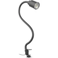 B.K.Licht Tischleuchte, LED wechselbar, Klemmleuchte, warmweiß, flexibler Schwanenhals, Kippschalter, Metall