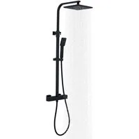 HOMELODY Duschsystem Duschset mit Thermostat 38℃ verstellbare Duschstange aus Edelstahl, 2 Strahlart(en), 1 tlg., Duschset mit Handbrause, Schwarz, Duschset mit Handbrause,9-Zoll Überkopfbrause, Schwarz