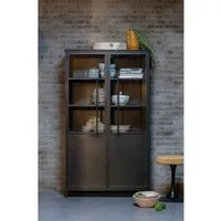 WOOOD Vitrine Exhibit Metall pulverbeschichtet, H 173 x B 99 x D 45 cm Wandbefestigung empfohlen, Tragkraft 20 kg pro Boden, Pfleigleicht