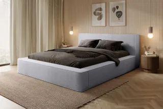 Polsterbett Doppelbett OMAHA 140x200cm Komplettset Stoff Euphoria Hellgrau