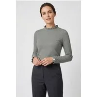 RICHROYAL Langarmshirt 2409 O Slub F LS mit Rüschenkante an Ausschnitt und Ärmelsaum