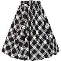 Hearts & Roses London A-Linien-Rock Lacey Black & White Tartan Vintage Retro 50er