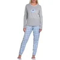 Normann Pyjama Damen Pyjama langarm, Schlafanzug mit Karo-Muster - 112 10 733