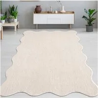 Carpetia Teppich Design Teppich beige moderne Wellenform, rechteckig, Höhe: 19 mm