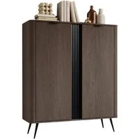 Compleo Hochkommode mit 2 Türen, Japandi Design, Kommode mit Metallfüße