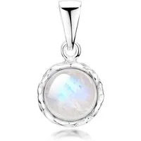 Materia Runder Anhänger Damen Mondstein Ø18mm KA-67, Fassung aus 925 Sterling Silber