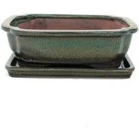 Exotenherz Pflanzschale Bonsai-Schale mit Unterteller Gr. 3 Oliv-Braun eckig Modell G12 L 18cm (1 St)