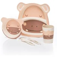 all Kids United Kindergeschirr-Set ALL KIDS UNITED 5-tlg. Kindergeschirr-Set mit Tier-Motiv (5-tlg), BPA-freier Kunststoff, Teller, Schüssel, Besteck, Becher