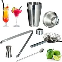 relaxdays Cocktail Shaker Cocktailset Edelstahl 5-teilig, Edelstahl, (5-tlg)