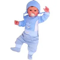 La Bortini Body & Hose Langarmbody Schlupfhose Mütze Baby Anzug in Blau mit Bärchen aus reiner Baumwolle, 44 50 56 62 68