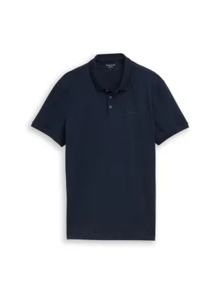 Tom Tailor - Fitted Poloshirt mit Logo-Print blau - Gr. - XXXL
