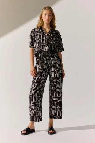 THE FASHION PEOPLE - Pants Viscose AOP warm linen print - Gr. - 44