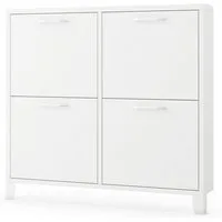 Jan Nowak Schuhschrank SHIRLEY Schuhschrank Schmal Metall Stahl 96x90x17cm 4 Fächer (Stahl 0,6mm, 4 Klappen, Kippschutz, Dübel inklusive) Wandmontage Magnete Dämpfer Pulverbeschichtet Modern