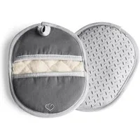 Springlane Topfhandschuhe SPRINGLANE Topflappen-Set 2-tlg. Grau, Silikon & Baumwolle, (2-tlg)