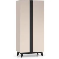 Lomadox Kleiderschrank FRIONA-131 kaschmir schwarz 2 Türen Kleiderstange 90 cm breit