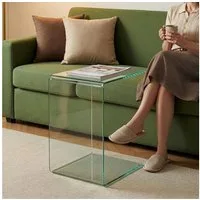 en.casa Beistelltisch, »Trölmapilu« Glas C-Form fertig montiert 60 x 40 x 40 cm Transparent