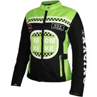 MDM Motorradjacke Damen Motorradjacke Textil Racing Stil mit Protektoren (Sportliche Damen Bikerjacke mit Protektoren und Windschutzleiste) Damen Racing Motorradjacke mit Protektoren, winddicht, tailliert