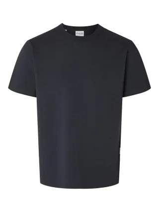 selected men - SLMSANDER SEERSUCKER SS O-NECK TEE Sky Captain - Gr. - L