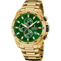 Festina Quarzuhr Festina Herrenuhr Chronograph Sport, (Analoguhr), Herren Armbanduhr rund, Edelstahlarmband gold, Sportlich