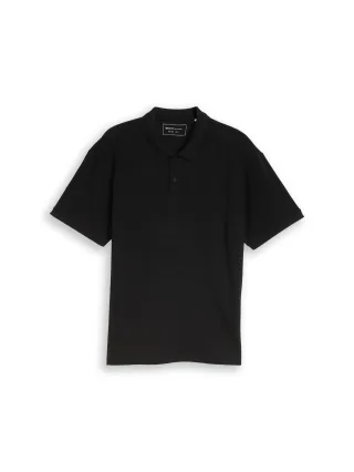 Denim Tom Tailor - Relaxed Fit Ottoman Poloshirt black - Gr. - XXL