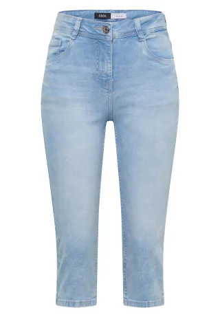 CECIL - High Waist Slim Leg Jeans im Slim Fit light blue random bleached - Gr. - 3