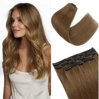 LuxusKollektion Echthaar-Extension Clip in Extensions Echthaar Haarverlängerung 50cm #4 Schokoladenbraun