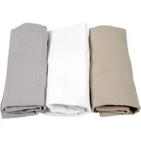 BabyLux Spannbettlaken Musselin Set – 3er Pack 40x80 cm für Kinderwagen Stubenwagen Babybett, Gummizug: ja, z14 Grau-Weiß-Sand