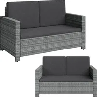 STEELSØN Gartenlounge-Set Elnath Sitzgarnitur mit Sitzpolster, (Gartensofa für 2 Personen in Grau-Meliert/Anthrazit), Sonnenlounge wetterfestes Polyrattan, verschiedene Ausführungen