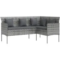 vidaXL Sofa, in L-Form mit Kissen Poly Rattan Grau