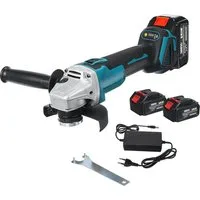 Athlix Akku-Winkelschleifer Elektrischer Winkelschleifer mit variabler Geschwindigkeit und 2 Akkus, max. 10000 U/min, 10000 U/min, 1280 W, Zwei-Gang-Geschwindigkeitsregelung