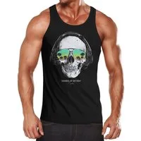 Neverless Tanktop Herren Tank-Top Totenkopf Kopfhörer Musik Party Skull Sonnenbrille mit Print