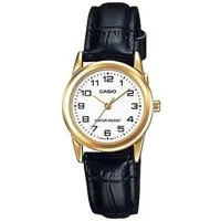 CASIO Luxusuhr Damen-Armbanduhr Analog Leder schwarz Quarz LTP-V001GL-7BUDF
